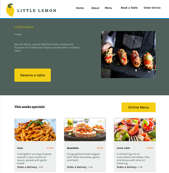 Little Lemon Food App & Code Editor in WSL